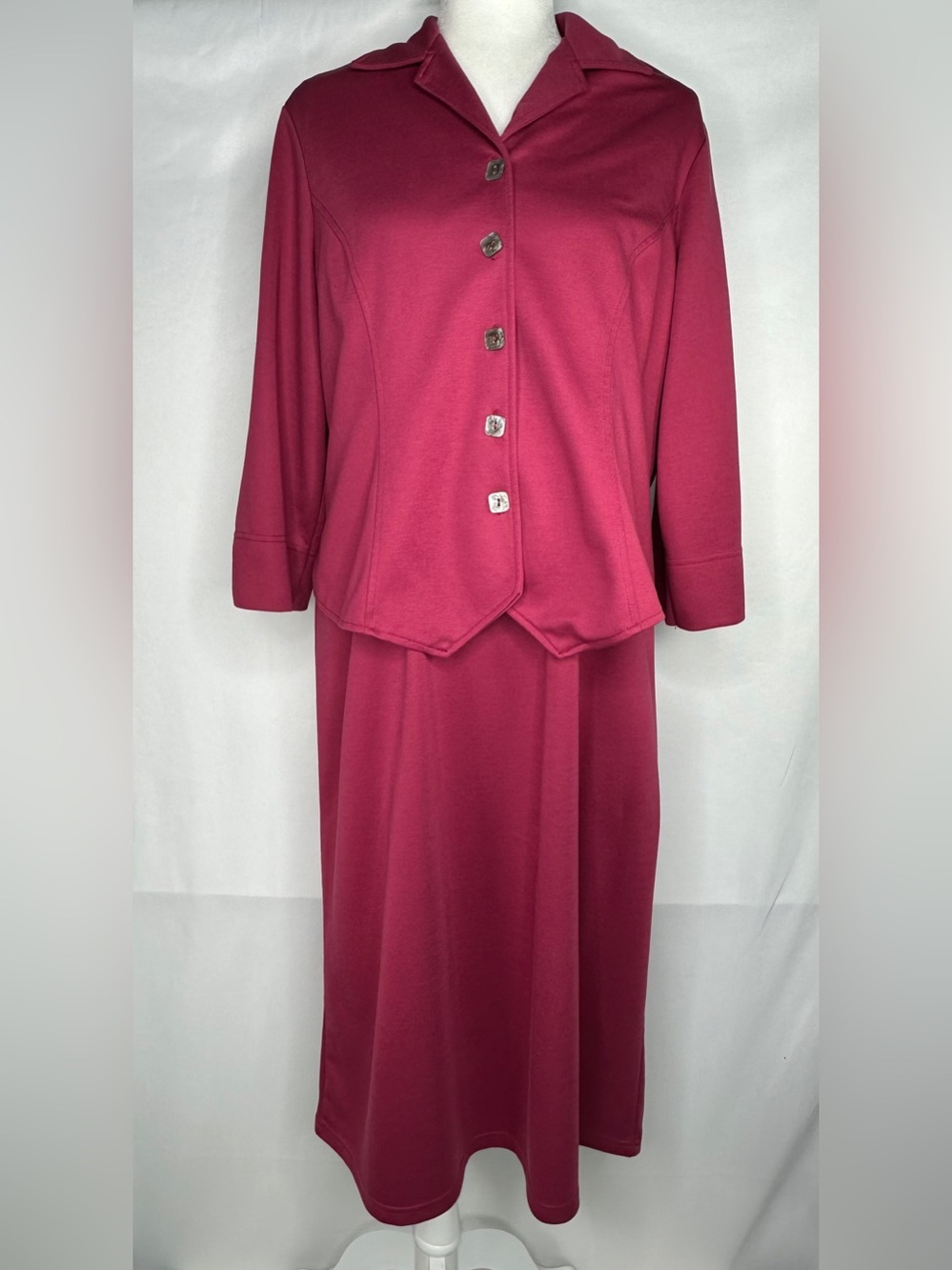 Appleseed’s 2 Piece Magenta Set Blazer Sleeveless Shift Dress Officewear Sz PM